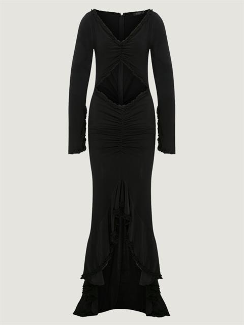 Önü Dekolteli İspanyol Elbise - Siyah