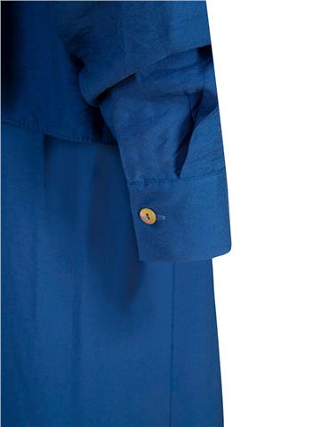 Önü Düğmeli İçi Astarlı İkonik Gömlek Elbise - İndigo