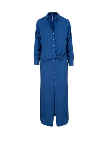 Önü Düğmeli İçi Astarlı İkonik Gömlek Elbise - İndigo