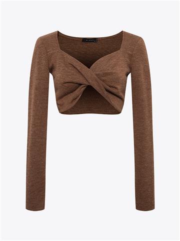 Ruched Front Crop - Brown