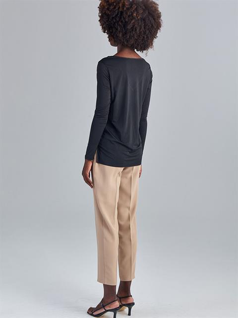 Önü Korsajlı Arkası Lastikli Pantolon - Bej