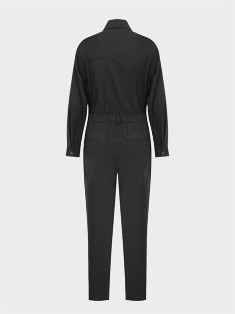 Önü Metal Çıtçıtlı Uzun Kollu Kanvas Tulum - Antrasit