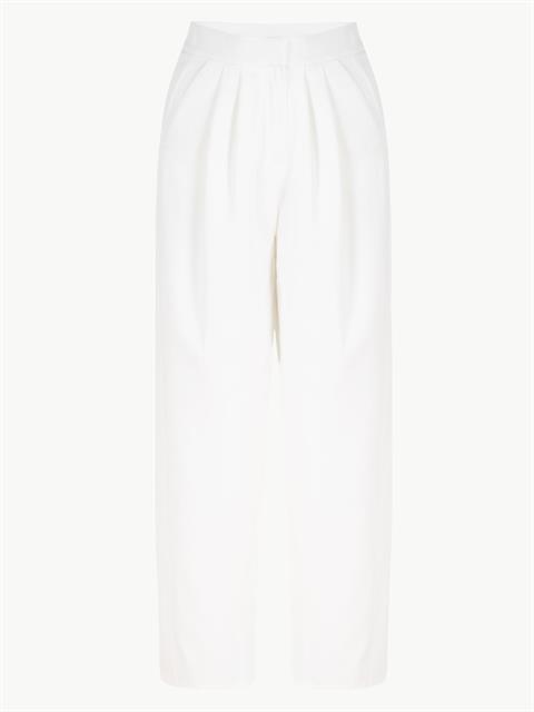 Önü Pileli Dökümlü Şık Pantolon - Ekru