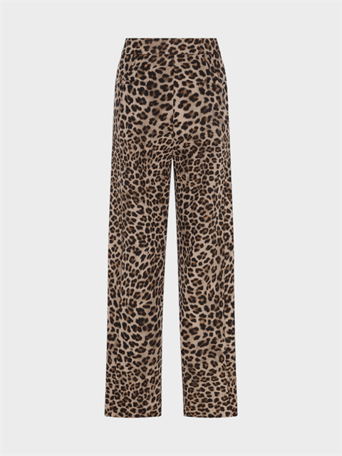 Önü Pileli Geniş Paça Pantolon - Leopar