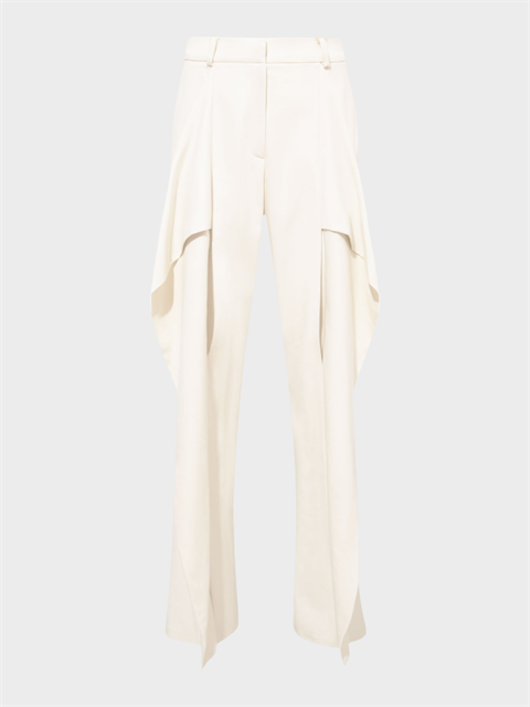 Önü Yırtmaç Detaylı Tasarım Pantolon - Ekru