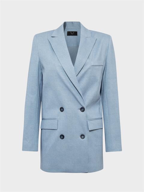 Oversize Kruvaze Kesim Ceket - Mavi