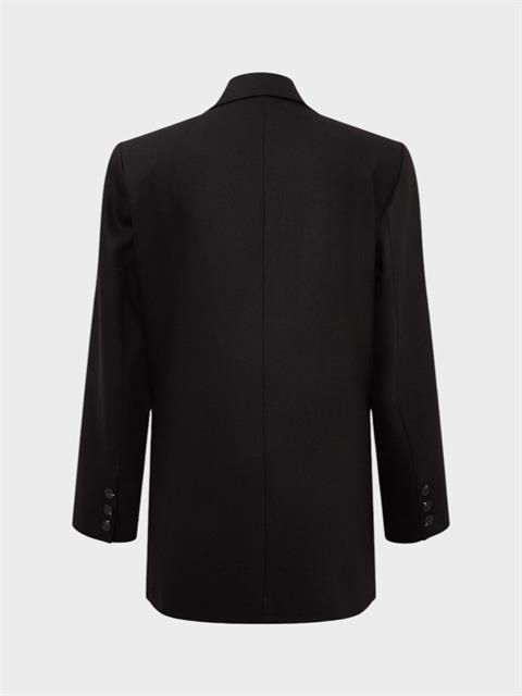 Oversize Kruvaze  Kesim Ceket - Siyah