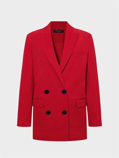 Oversize Kruvaze  Kesim Koton Ceket - Kırmızı