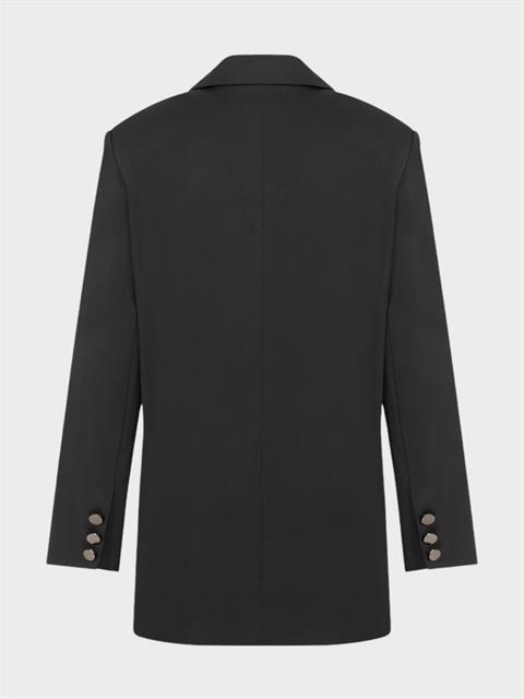 Oversize Metal Düğmeli Kanvas Ceket - Antrasit