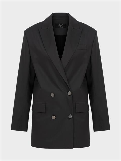 Oversize Metal Düğmeli Kanvas Ceket - Antrasit