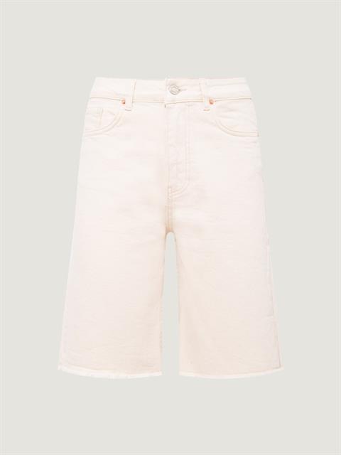 Paçası Dikişsiz Straight Fit Şort - Bej