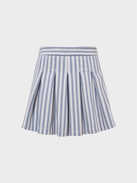 Pileli Şort Etek - Mavi Çizgili