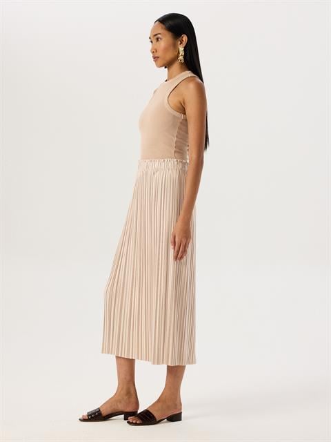 Piliseli Midi Boy Etek - Bej