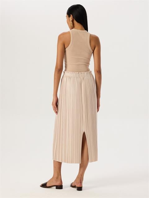 Piliseli Midi Boy Etek - Bej