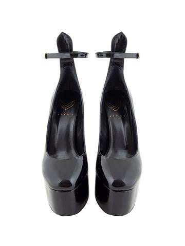 Platform Topuklu Bantlı Rugan Ayakkabı - Siyah