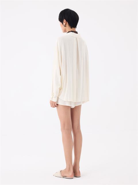 Püskül Detaylı Mini Şort - Ekru