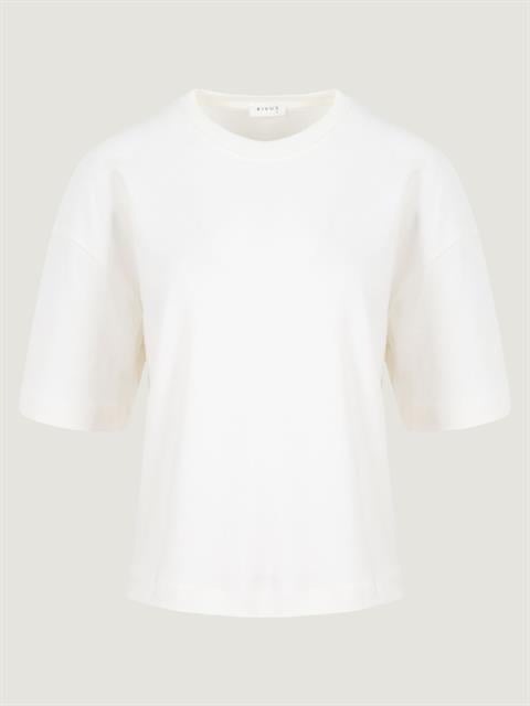 Ribana Yaka Detaylı Kısa Kol VatkalıT-Shirt - Beyaz