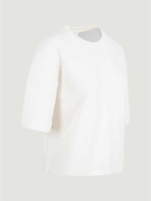 Ribana Yaka Detaylı Kısa Kol VatkalıT-Shirt - Beyaz