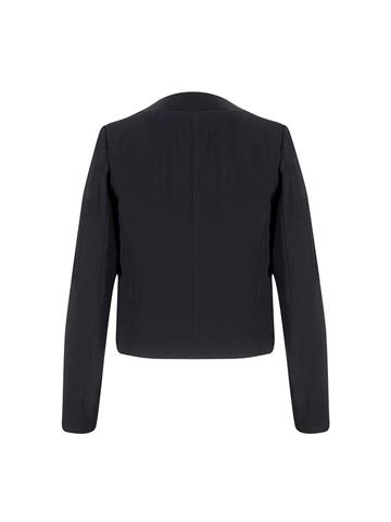 Saten Yaka Garni Detaylı Kısa Ceket - Siyah