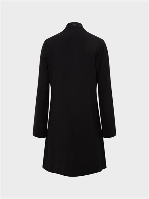 Saten Yakalı Antrasit Metal Şerit Detaylı Ceket - Siyah