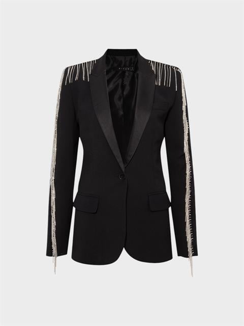 Şerit Taş Detaylı Şık Blazer - Siyah
