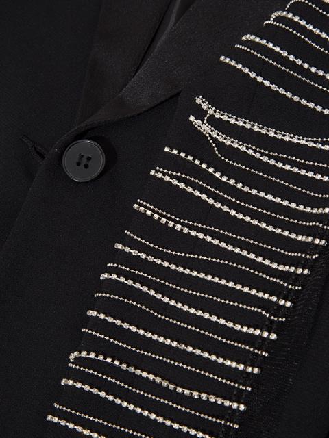 Şerit Taş Detaylı Şık Blazer - Siyah