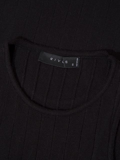 Sıfır Kollu Halter Yaka Örme Bluz - Siyah