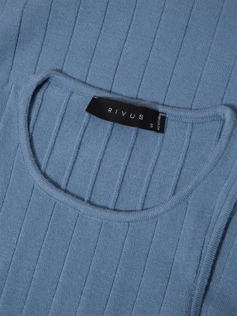 Sıfır Kollu Halter Yaka Örme Bluz - Mavi