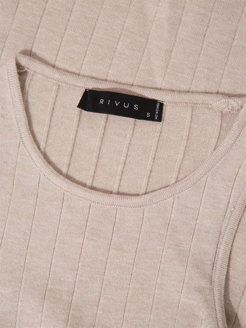 Sıfır Kollu Halter Yaka Örme Bluz - Bej