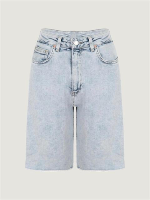 Straight Fit Jean Bermuda Şort - Light Indigo 