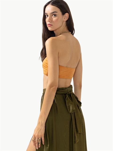 Straplez Kayısı Rengi Bikini Takımı - Oranj