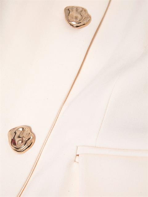 Straplez Kesim Önü Süs Düğmeli Büstiyer - Ekru