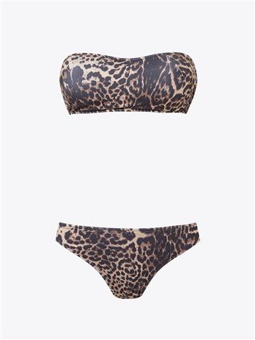 Straplez Leopar Bikini Takımı - Leopar