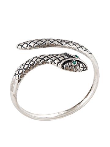 Taşlı Yılan Bilezik - Silver