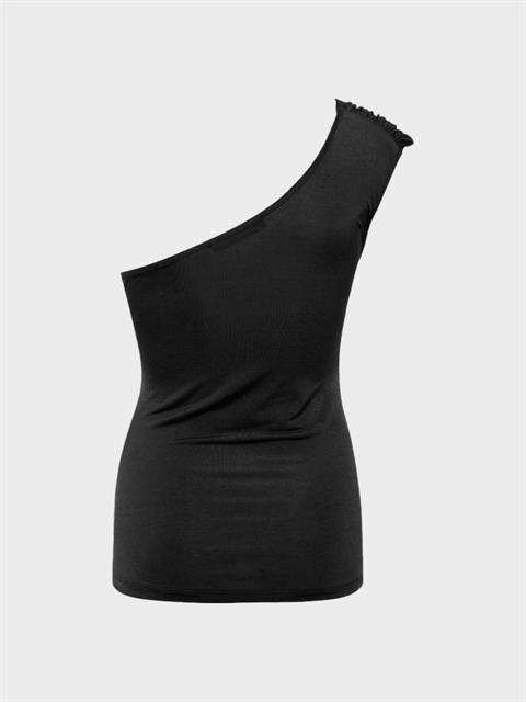 Tek Omuzdan Askılı Straplez Bluz - Siyah