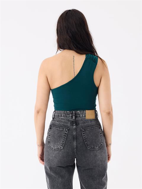 Tek Omuzdan Askılı Straplez Bluz - Yeşil