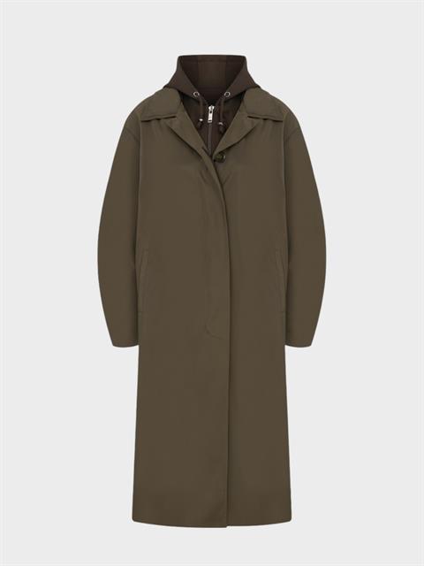 Trençkot Veya Ceket İçi Kapüşonlu Sweatshirt Görünümlü İç Parça - Kahverengi