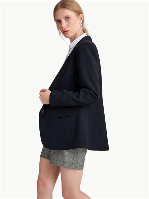 Uzun Blazer Ceket - Siyah
