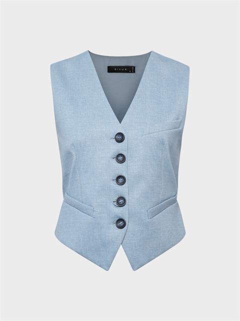 V Yaka Cepli Yelek - Mavi