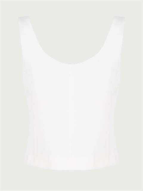 V Yaka Şık Yelek Bluz - Ekru