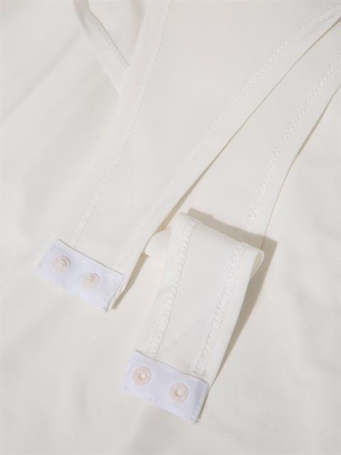 V Yakalı Büzgülü Uzun Kollu Body - Ekru