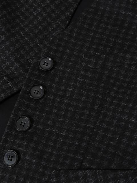 V Yakalı Fleto Cep Detaylı Yelek - Siyah Kareli