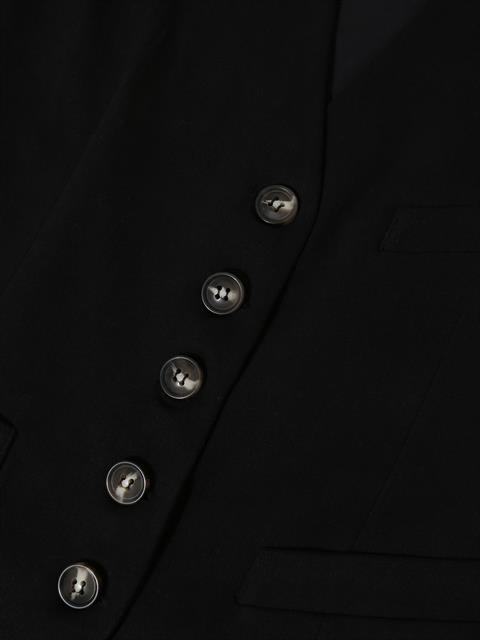 V Yakalı Fleto Cep Detaylı Yelek - Siyah