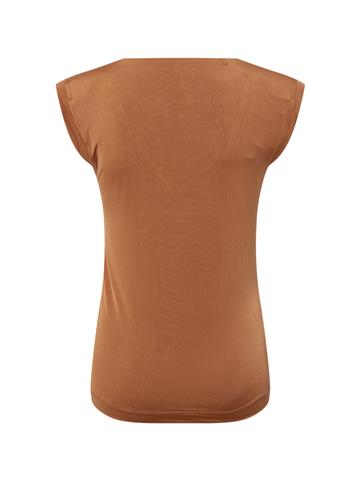 Vatkalı Kısa Kol Örme Body - Taba