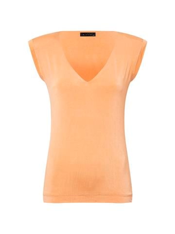 Vatkalı Kısa Kol Örme Body - Turuncu