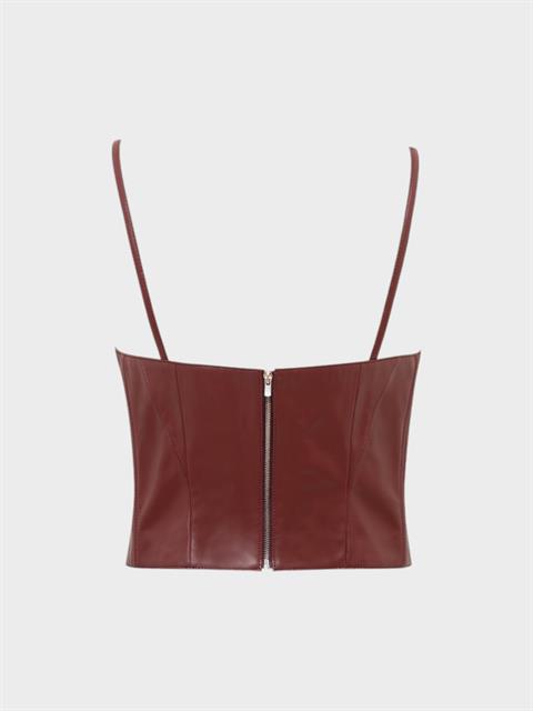 Vegan Deri Büstiyer - Bordo