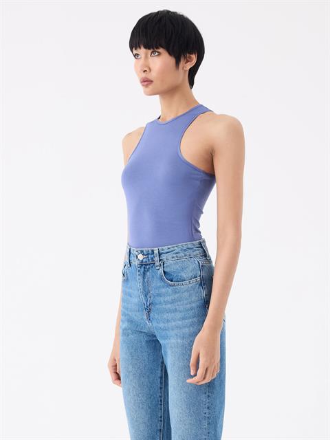 Viskon Yüzücü Yaka Atlet - Mavi