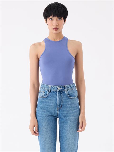 Viskon Yüzücü Yaka Atlet - Mavi