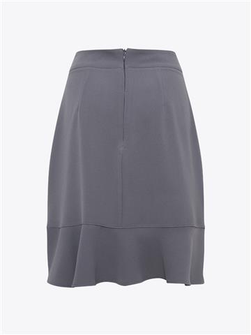 Volanlı Mini Etek - Gri