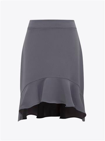 Volanlı Mini Etek - Gri